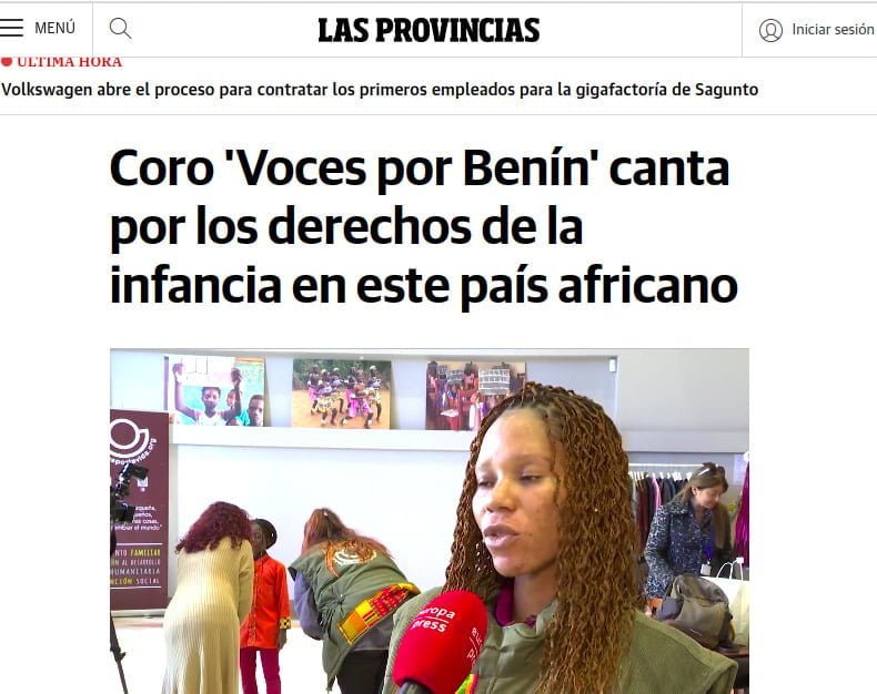 presa: Coro Voces por Benin canta por derechos de la infancia