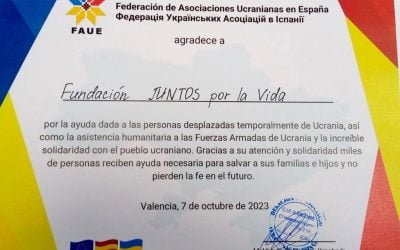 -Agradecimiento de las Asociaciones Ucranianas a Juntos por la Vida.