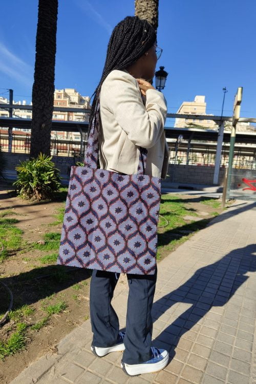 Tote Bag de tela africana azul oscuro