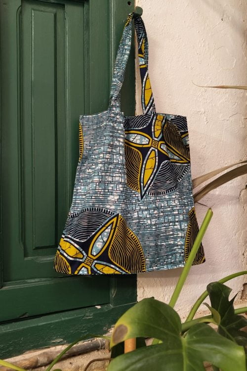 Tote Bag de tela africana azul claro