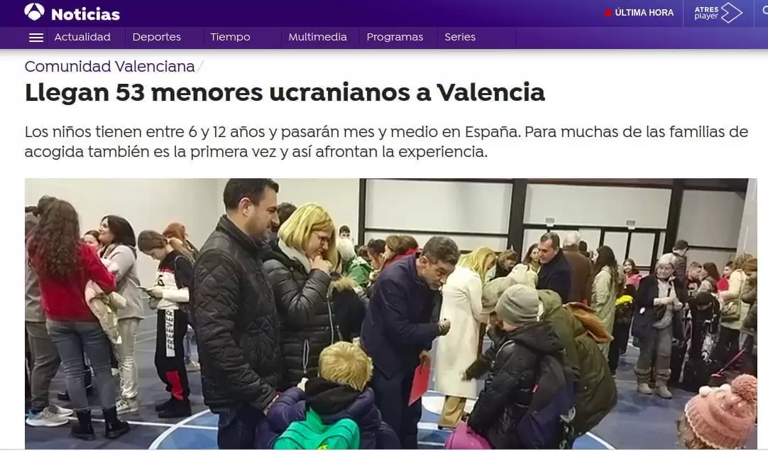 prensa niños ucranianos en Valencia