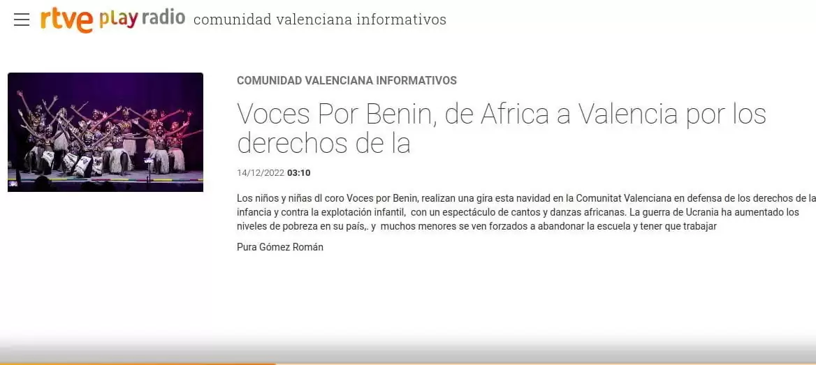 radio: conciertos voces por benin