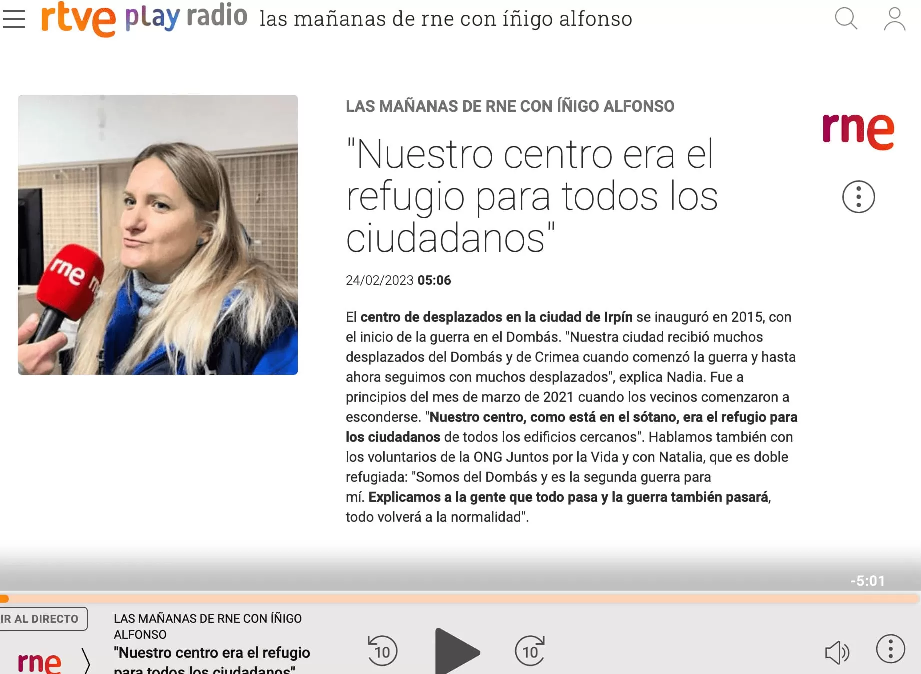 Rtve mañanas entrevista a Nadia