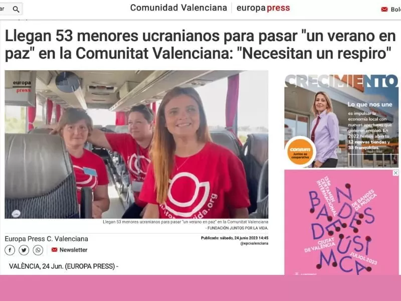 Noticia EuropaPress llegada menores ucranianos