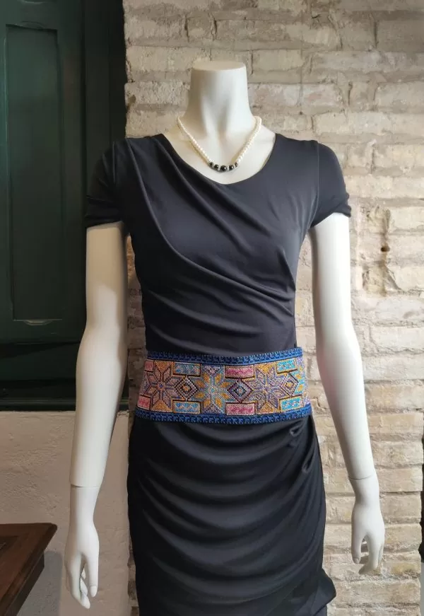 Cinturón africano ancho azul y naranja