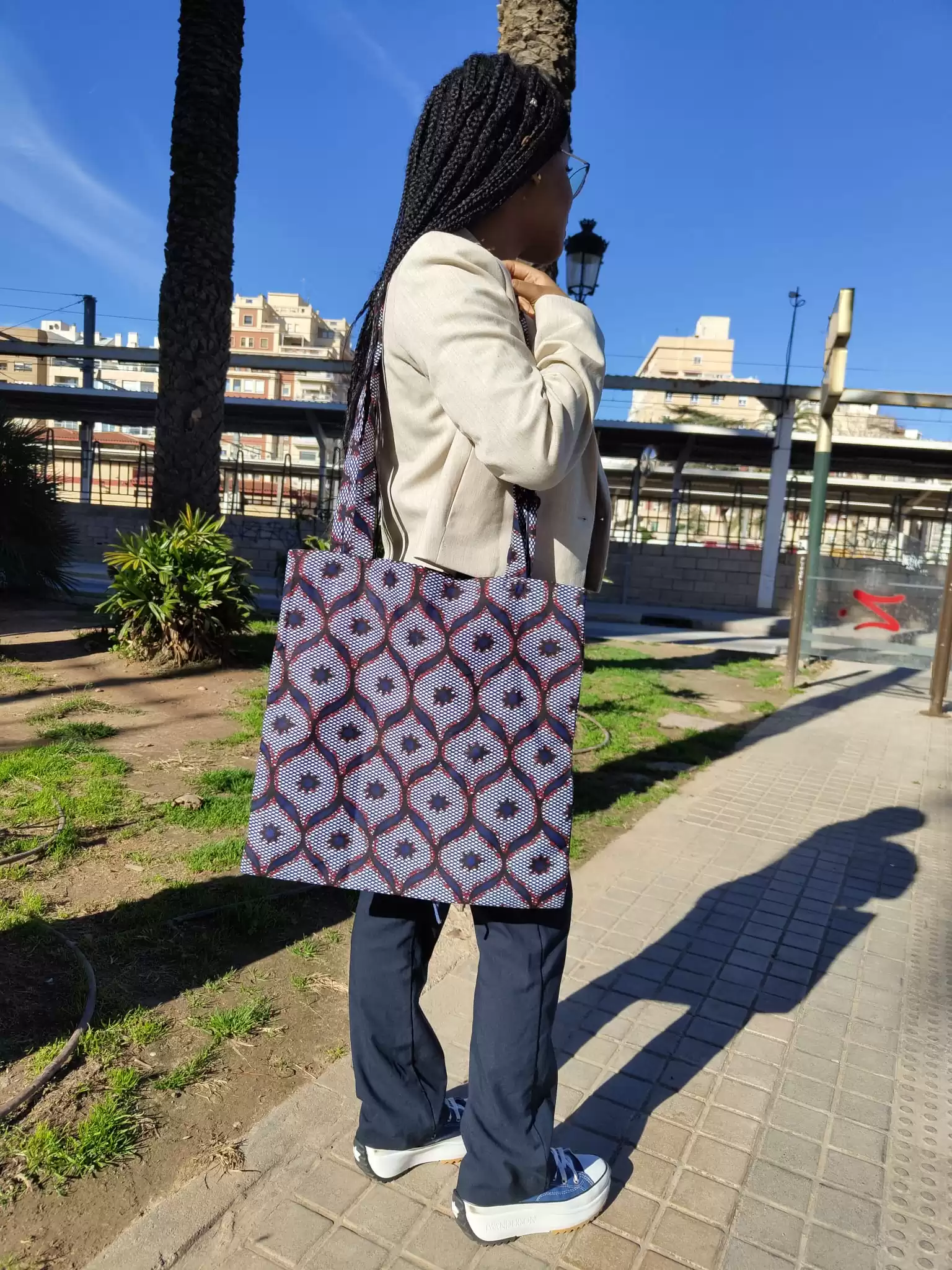 Tote Bag de tela africana azul oscuro