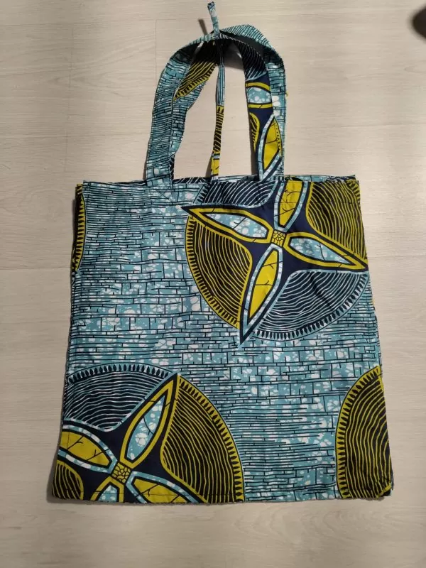 Tote Bag de tela africana azul claro - Imagen 2
