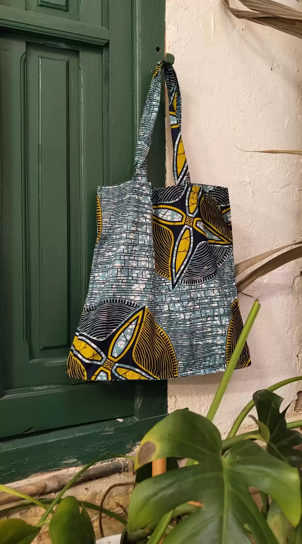 Tote Bag de tela africana azul claro