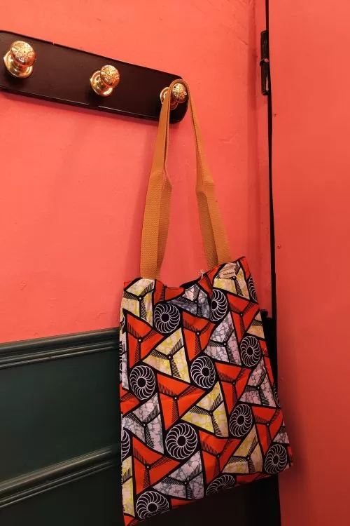 Tote Bag de tela africana naranja